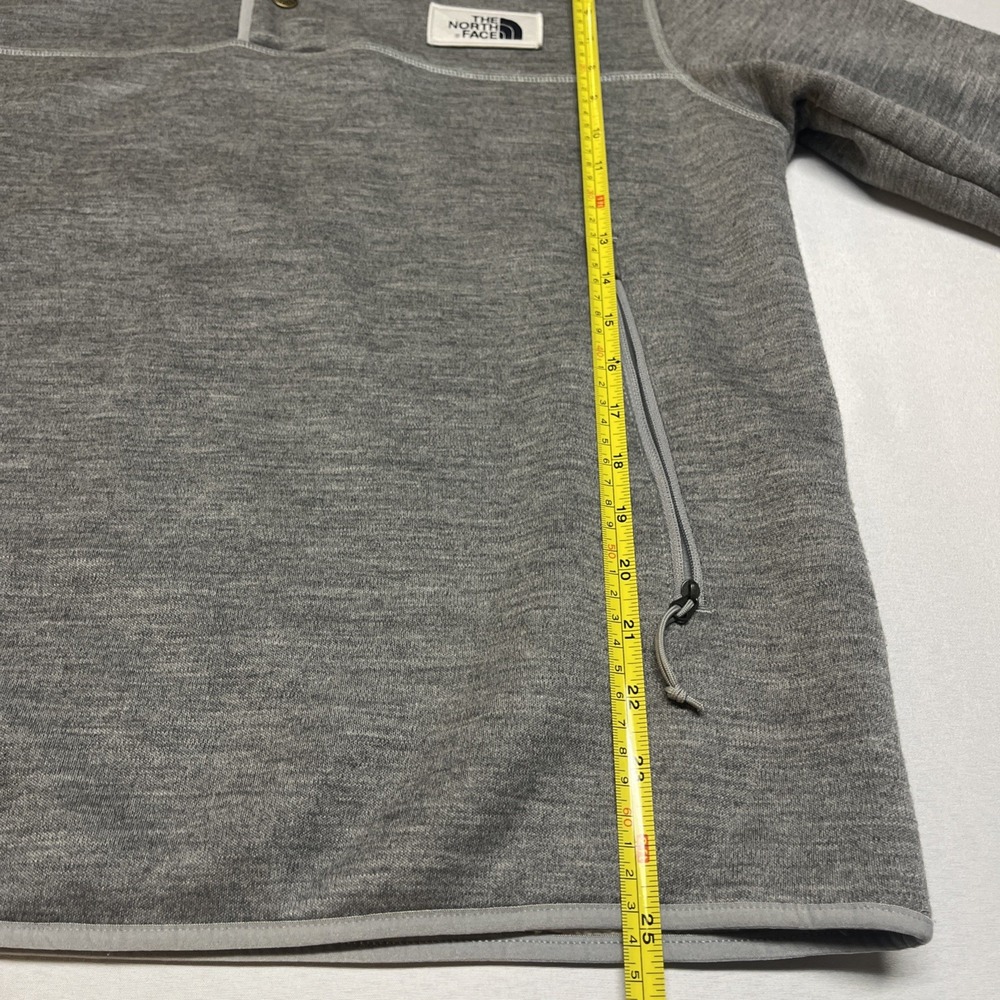The North Face Wool Sherpa Gray Fleece Lined Quarter Snap Pullover Men's Medium - Picture 9 of 9